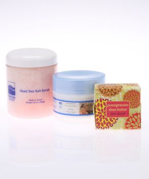 Gift Set - Pomegranate Scrub/Shea Soap - Dead Sea Spa - 3-PC
