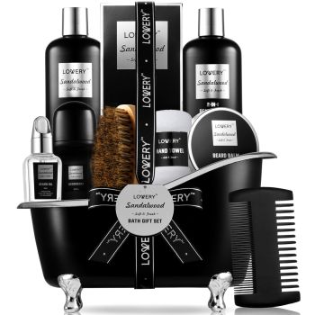 Beard Grooming Kit - Sandalwood - Lovery Skincare - 11-Piece