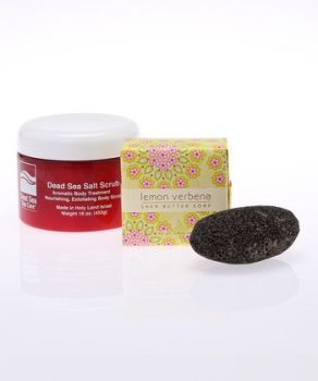 Gift Set - 16 oz. Salt Scrub & Shea Soap - Dead Sea Spa - 3-PC