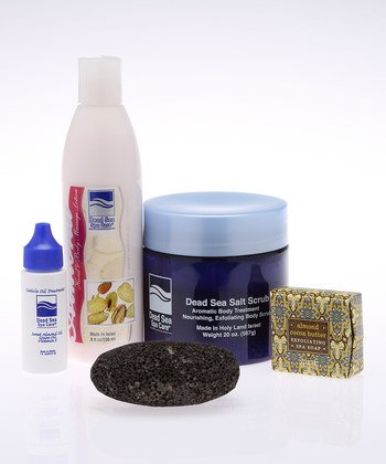 Bath Set - 24 oz. Almond Salt Scrub - Dead Sea Spa - 5-Pc