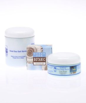 Bath Set - 32 oz. Ocean Salt Scrub - Dead Sea Spa - 3-Pc