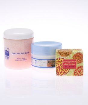 Gift Set - Pomegranate Scrub/Shea Soap - Dead Sea Spa - 3-PC