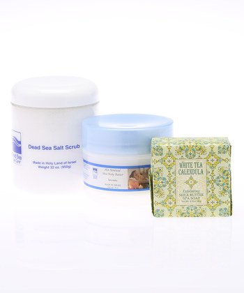 Bath Set - 32 oz. Serenity Salt Scrub - Dead Sea Spa - 3 Piece