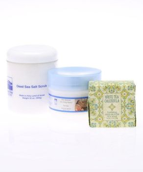 Bath Set - 32 oz. Serenity Salt Scrub - Dead Sea Spa - 3 Piece