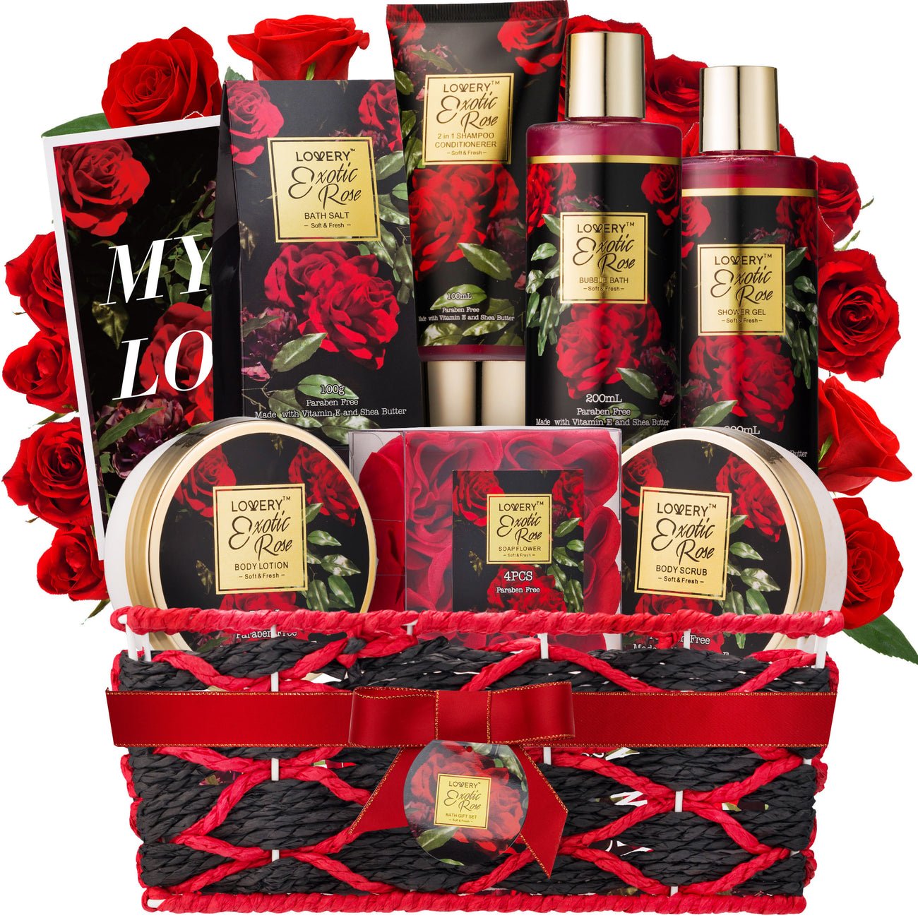 Spa Gift Set - Exotic Rose - Lovery Skincare - 13-piece