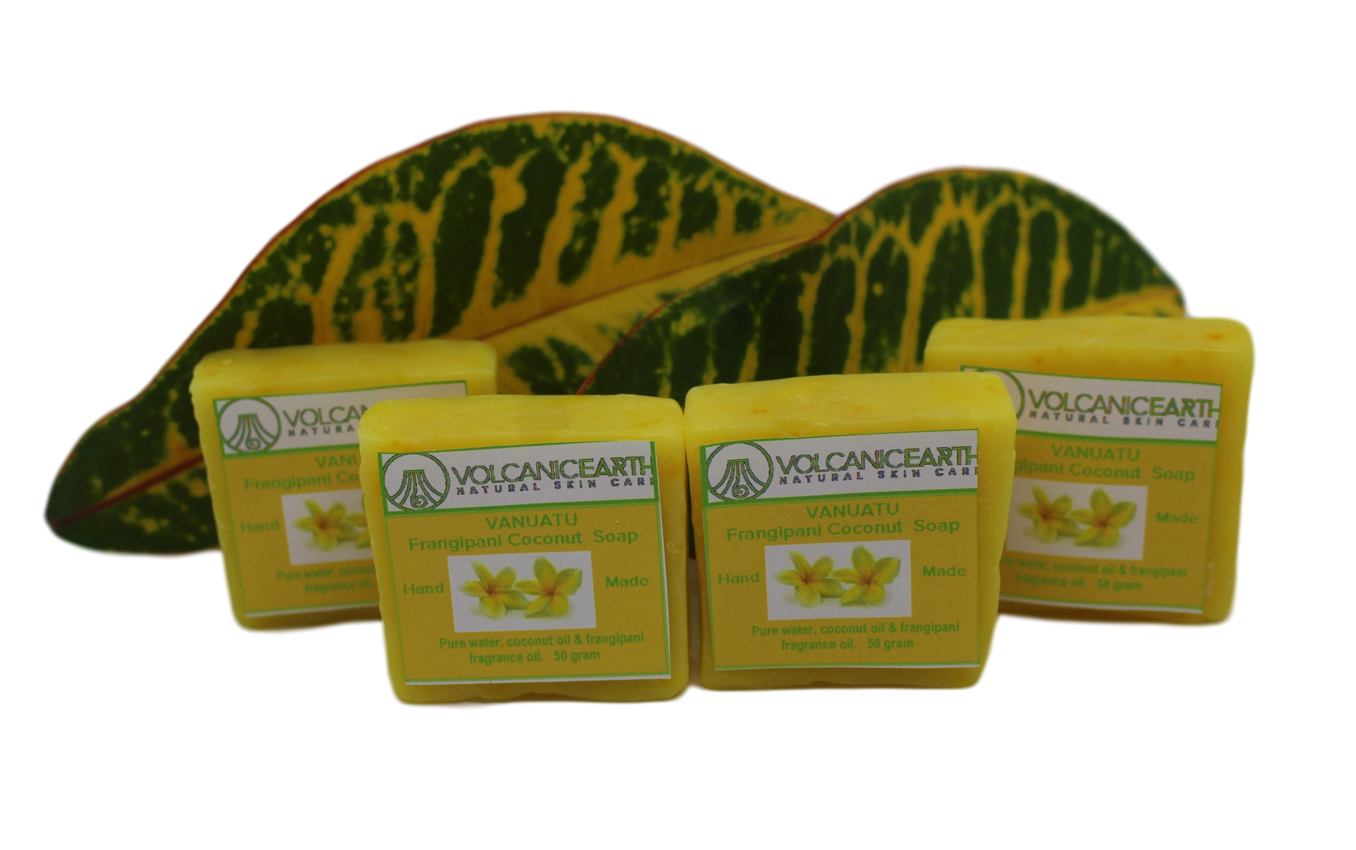Coconut Soap - Frangipani (Plumeria) - Volcanic Earth - 4-Pack