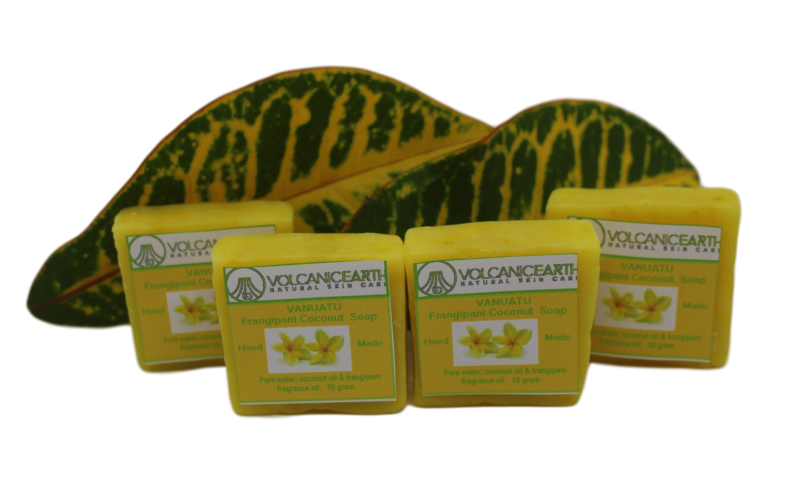 Coconut Soap - Frangipani (Plumeria) - Volcanic Earth - 4-Pack