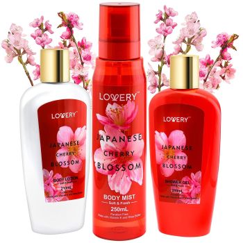 Bath Gift Set - Japanese Cherry Blossom - Lovery Skincare - 3-pc