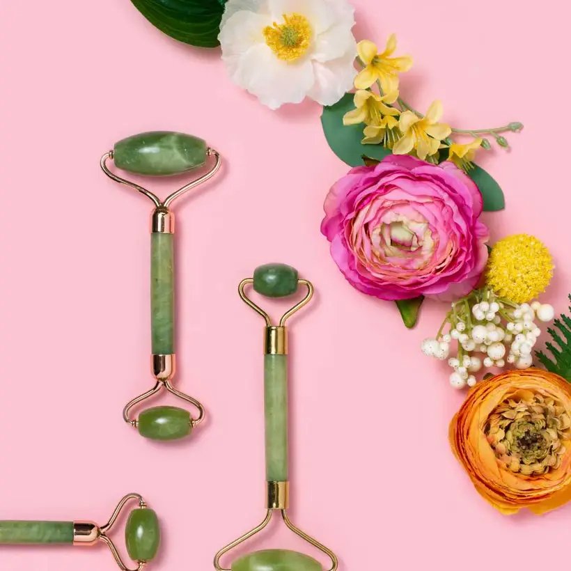Jade Roller - Rose Gold Facial Massager - Earth Harbor Naturals