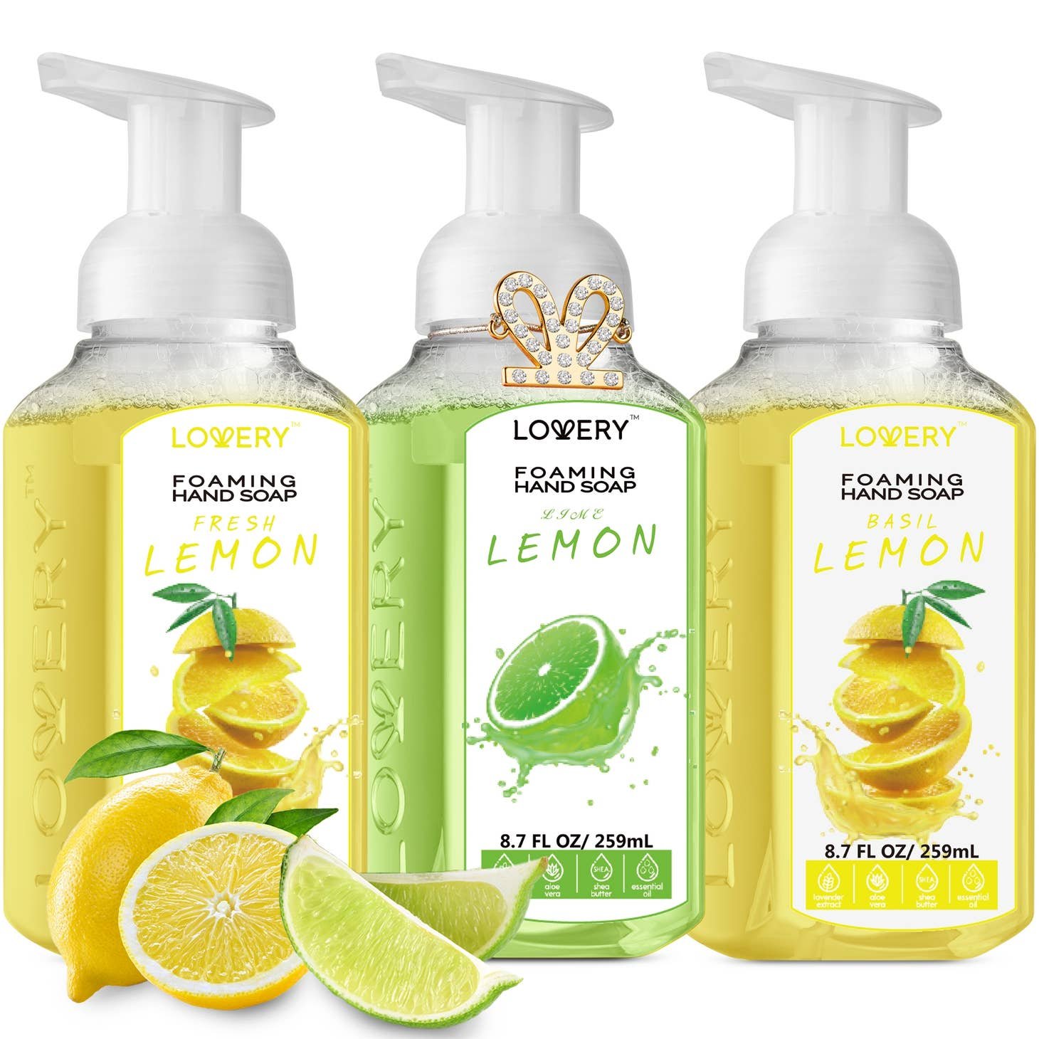 Hand Soaps - Lemon/Lime/Basil - Lovery Skincare - Two 3-Packs