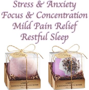 Bath Bombs - Lavender & Sandalwood - Lovery Skincare - 2-Pk