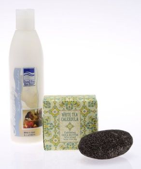 Bath Set - 8 oz. Body Lotion + Shea Soap -Dead Sea Spa - 3-Pc
