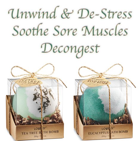 Bath Bombs - Tea Tree & Eucalyptus - Lovery Skincare - 4-Pack
