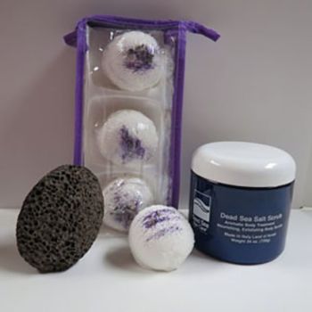 Gift Set -  24 oz. Salt Scrub + Bath Bombs - Dead Sea Spa - 5-Pc