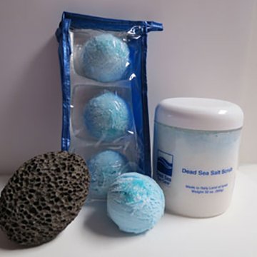 Gift Set - 32 oz. Salt Scrub + Bath Bombs - Dead Sea Spa - 5-Pc