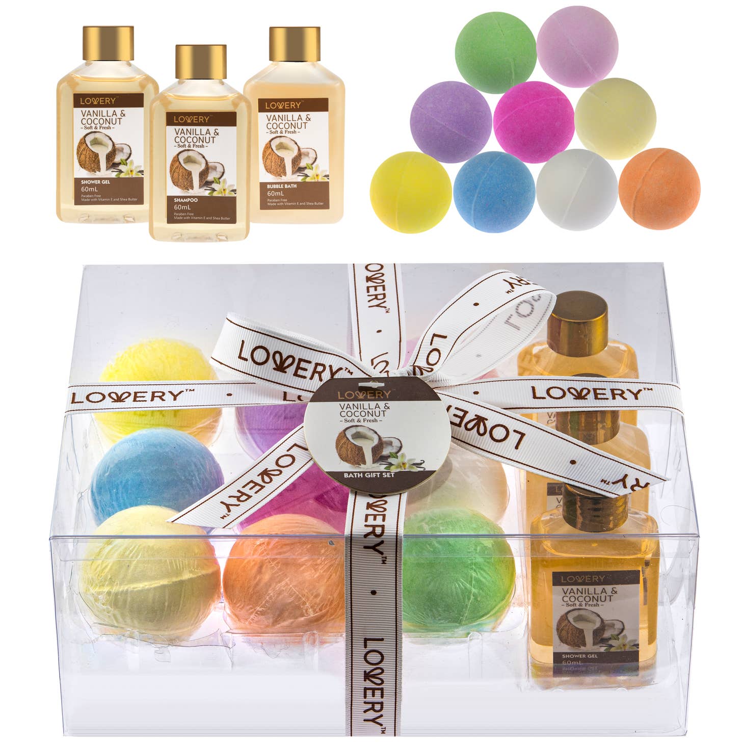 Spa Gift Set - Bath Bombs & Body Care - Lovery Skincare -12-pc