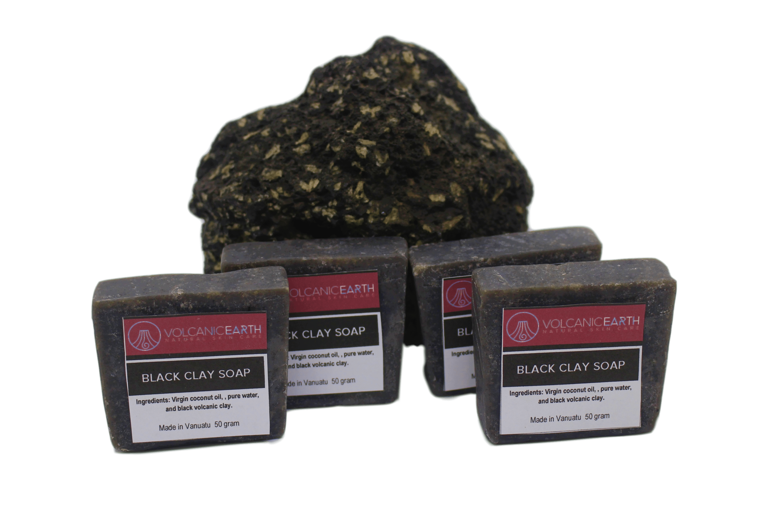 Coconut Soaps - Black Clay - Volcanic Earth - 4-Pack