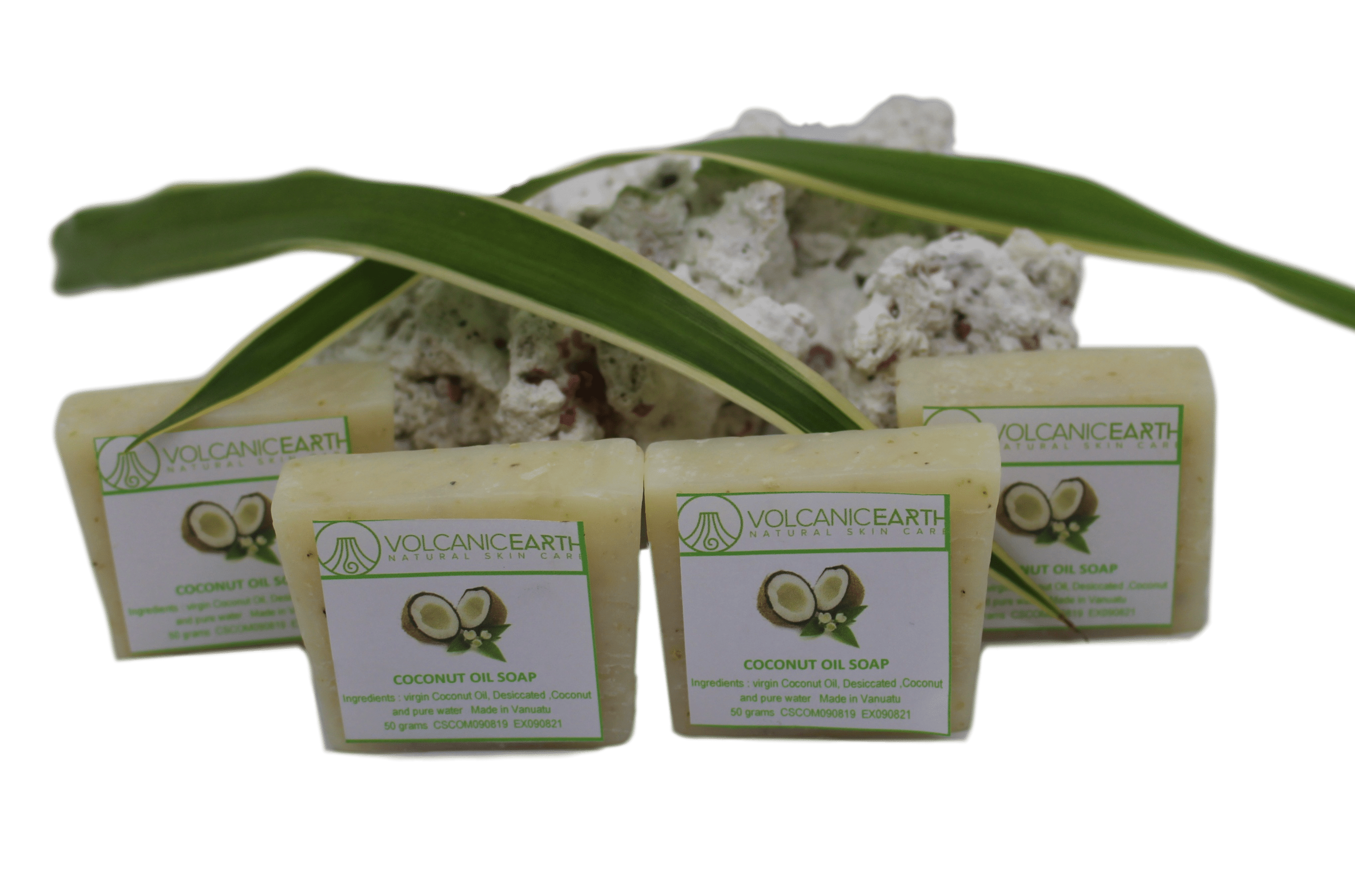 Coconut Soap - Virgin Coconut Oil - Volcanic Earth - 4-Pack