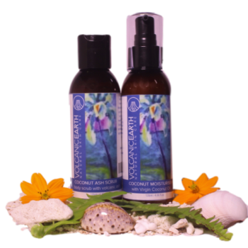 Bath Gift Set - Coconut Oil Scrub/Lotion - Volcanic Earth - 2-PC