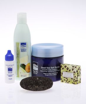 Bath Set - 24 oz. Cucumber Salt Scrub - Dead Sea Spa - 5-Pc