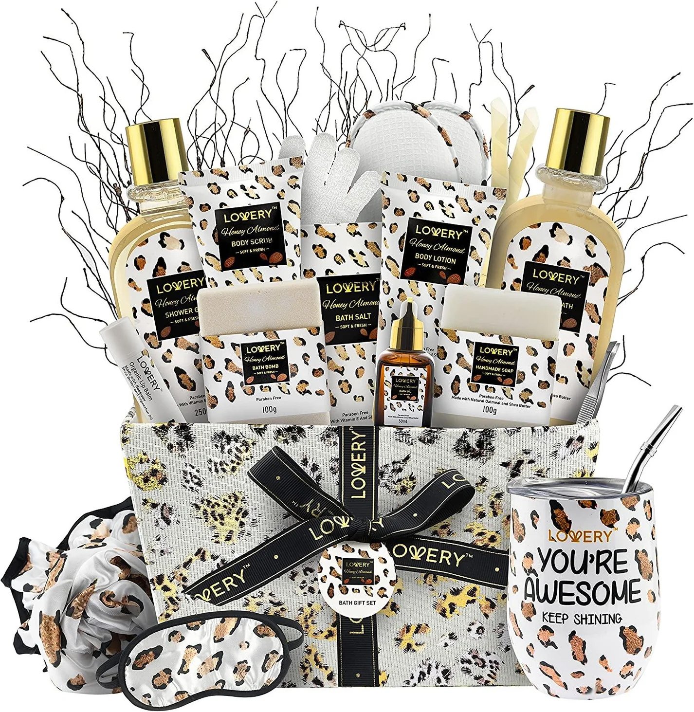 Spa Gift Set - Honey-Almond - Lovery Skincare - 21-Piece