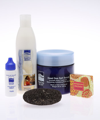 Bath Set - 24 oz. Pomegranate Salt Scrub - Dead Sea Spa - 5-Pc