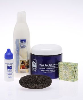 Bath Set - 24 oz. Serenity Salt Scrub - Dead Sea Spa - 5-Pc